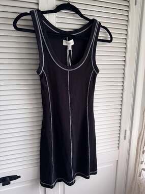 L*Space Highline Seamed Ribbed Tank Mini Dress in Black